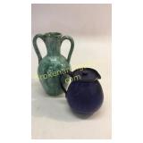 Glazed Pottery Vase, Cobalt Teapot