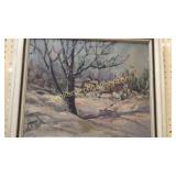 Oil on Board, Village with Church