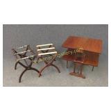 Inlaid Double Dropleaf & 2 Luggage Stands