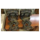 Pair terra-cotta corbels & 2 Tin Covered Dome T