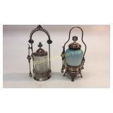 2 Victorian Castor Sets in Plated Stands