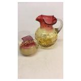 Amberina Thumbprint Pitcher, Peachblow Pitcher