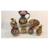 7 Pieces Mottled Glaze Pottery