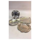 4 Silver Plate Serving Trays