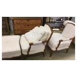 Pr French Provincial Style Upholstered Open