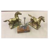 Pair Running Horse Bookends, Pewter Horse