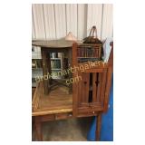 Round Occasional Table & Primitive Corner Cupboard