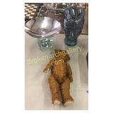 Glass Head, Teddy Bear, Mid Century Compote