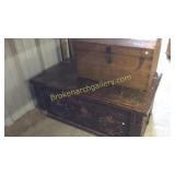 Paint Decorated Box & Dome Top Trunk