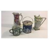 Wedgwood Biscuit Jar, Cup, 2 Porcelain Pieces