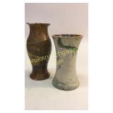 2 Swirl Ware Pottery Vases