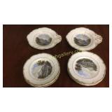 9 Assorted Plates & 2 Bowls W European Scenes