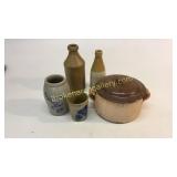 Beer Bottles, 2 Cobalt Decorated, Baking Dish