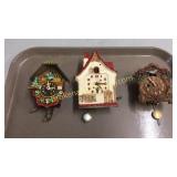 3 Miniature Cuckoo Clocks