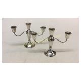 Pair Sterling Triple Light Candelabra