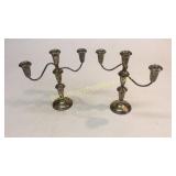 Pair Sterling 3 Light Candelabra
