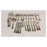 28 Pieces Mixed Sterling and Silver Serving Pieces