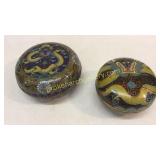 2 Asian Cloisonné Dragon Jars
