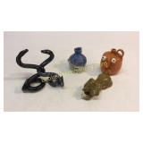 2 Miniature Face Jugs, Snake, Dog