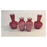 4 Quilted Satin Glass Vases