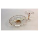 Steuben Etched Console And Compote