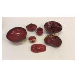 7 Pieces Red Glaze Pottery