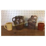4 Pieces Brown Pottery