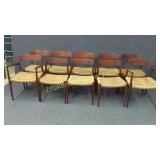 Rare Set of 10 K L Moller Model 75 Dining Chairs