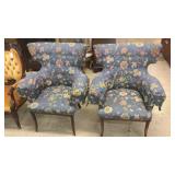 Pair Italian Modified Wingbacks in Poduasoy Fabric