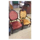 2 Carved Walnut Victorian Parlor Chairs