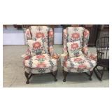 Pair Philadelphia Style Upholstered Armchairs