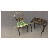 Black Lacquered Ladies Chair & Side Table
