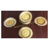 12 Hand Blown Amber Glass Salad Plates