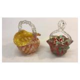 2 Blown Glass Baskets