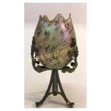 Handkerchief Edge Art Glass Bowl in Stand