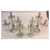 Pair Heisey Style Triple Candelabra