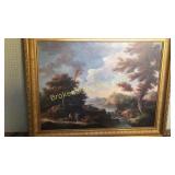 Monumental Oil on Canvas in Gilded Frame