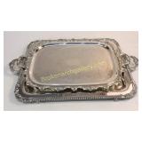 2 Oversized Silver Plate Serving Trays