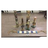 6 Native American Miniature Totems, Lakota Hair