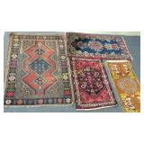 4 Persian & Turkish Throw Rugs