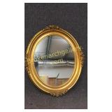 Period Guilded Oval Mirror w Rose Carving