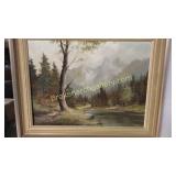 Oil on Canvas  Mountain Lake Scene