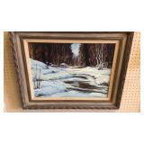 Oil on Canvas, Snowy Landscape