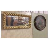 Framed Needlepoint & Gilded Mirror