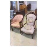Neoclassical Armchair & Needlepoint Parlor Chair