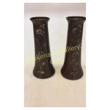 Pair Heinz Sterling on Bronze Trophy Vases