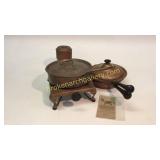 Copper Alcohol Stove, 2 Copper Pans