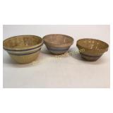 3 Yellow Ware Bowls