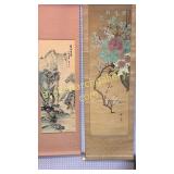 2 Asian Watercolor Scrolls