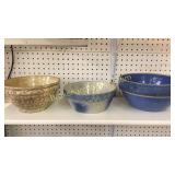3 Salt Glaze/ Spongeware Bowls